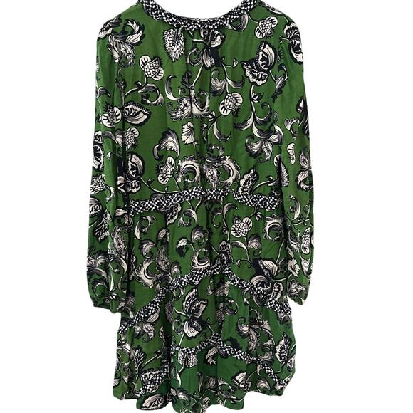 Anthropologie Robin Boho Tiered Ruffled V-Neck Dress Green Motif‎ Size Medium - Picture 8 of 11